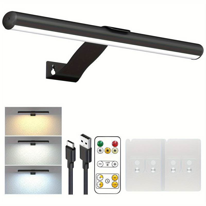 1 unidad de luz LED para cuadros de 32.0 cm con control remoto, batería recargable, brillo y temporizador ajustables, 300LM, montaje con adhesivo o tornillos para obras de arte, retratos, galerías - alimentación por USB, acabado mate moderno