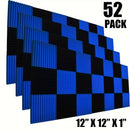 52 piezas de paneles de espuma acústica de alta densidad - 30,48 cm x 30,48 cm x 2,54 cm Negro y Azul, adhesivo Nanoglue para estudio y teatro en casa insonorización, materiales de insonorización | paneles de espuma decorativos | paneles de instalación f