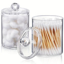 4 unidades/3 unidades/2 unidades/1 unidad de contenedores de hisopos de plástico transparente con tapa, acabado pulido, dispensador de mostrador para hisopos, almohadillas de maquillaje, cosméticos