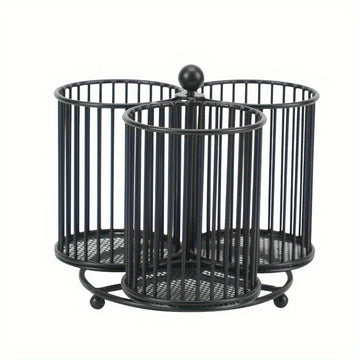 1pc Organizador Giratorio de Utensilios con 3/4 Compartimentos - Jaula de Hierro Resistente para Encimeras, Diseño Vertical Ahorrador de Espacio para Cocina, Gabinetes y Estantes