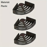 3pcs Caja de Ducha Triangular, Organizador de Baño Montado en la Pared sin Taladro, Estante de Almacenamiento de Plástico para Cosméticos y Suministros de Baño, Accesorios para el Hogar y la Cocina