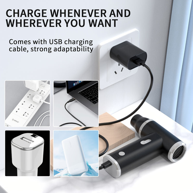 Purificador de aire eléctrico ajustable de 3 velocidades 150000 RPM/Min, secador de pelo inalámbrico recargable para limpieza de teclados y dispositivos electrónicos, alternativa a los cartuchos de aire comprimido, purificador de aire portátil para coche