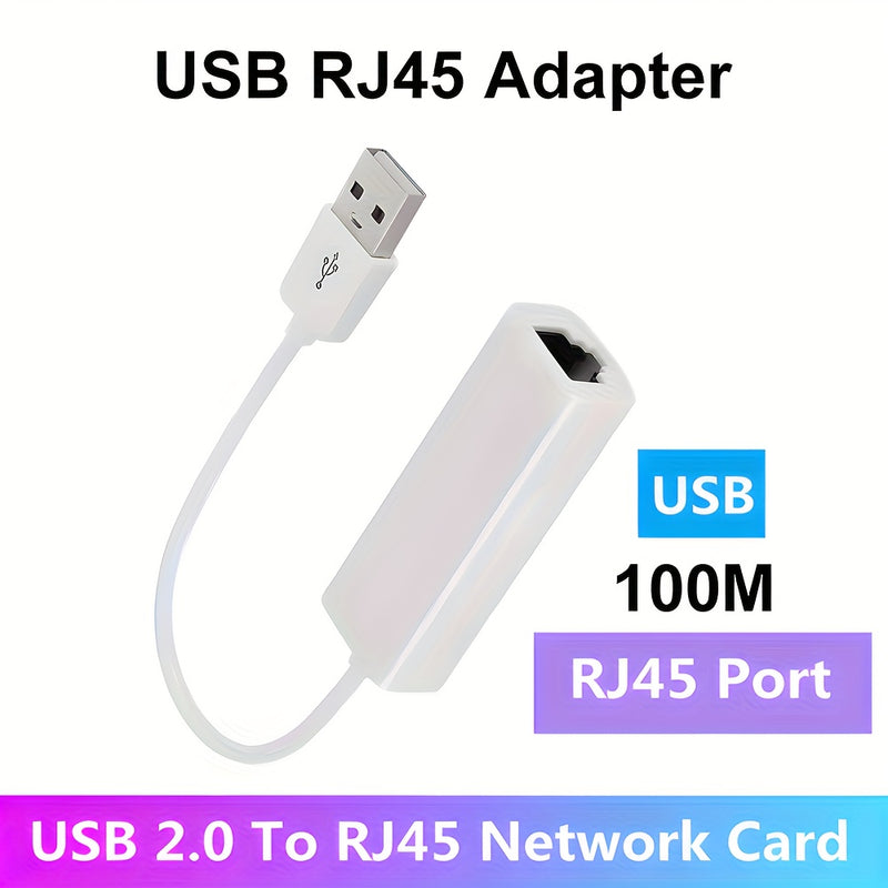 Adaptador Portátil USB a Ethernet 1000Mbps (1Gbps) - Plug & Play Sin Controladores, Diseño Compacto para Viajes, Convertidor LAN RJ45 Blanco para Laptop, PC, Smartphones y Tabletas, Acceso a Internet en Laptops, Conexión de Alta Velocidad