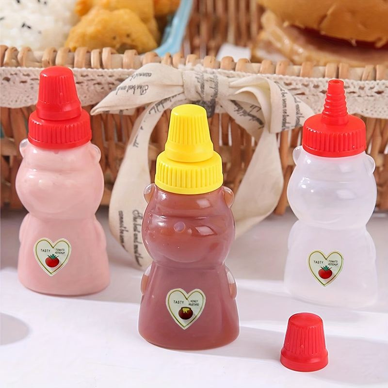 4 Piezas, Mini Botellas De Salsa, Mini Botellas De Ketchup, Botella De Salsa De Condimento, Botella De Plástico Portátil Para Contenedores De Oficina, Lonchera, Picnic, Aceite, Salsa De Soja, Miel, Aderezo Para Ensaladas, Botella De Especias, Utensilios