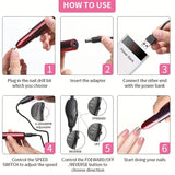 Taladro de uñas portátil, kit profesional de manicura eléctrica con 18 cabezales reemplazables, velocidad ajustable - alto RPM, ideal para cuidado de uñas y pies, incluye empujador de cutículas, regalo perfecto para mujeres, cumpleaños, días festivos y D