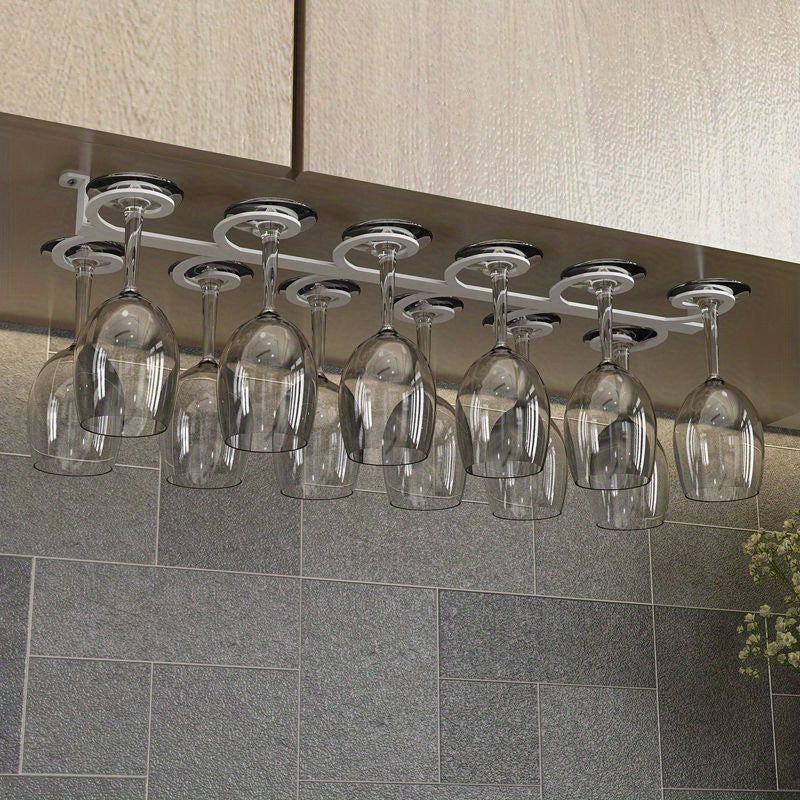 Soporte de vino vintage - Soporte de pared moderno de hierro para vino tinto y elegantes vasos, diseño que ahorra espacio para sala de estar o cocina, organizador de cocina | Elegante soporte de metal | Construcción duradera de hierro, decoración de vino