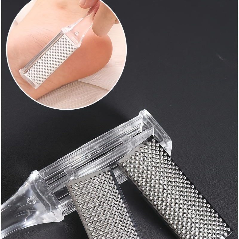 Limpiador de Pies de Acero Inoxidable Resistente - Exfoliante para Pedicura, Talones y Dedos Muertos en Color Beige Claro - Herramienta Manual para Cuidado del Pie en Casa o Salón, Fácil de Limpiar, Diseño Ergonómico y Construcción Duradera