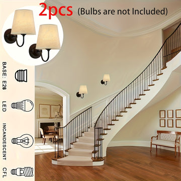 2 piezas de perillas de pared tradicionales de metal con sombreros de luz, perilla semi-englobada desmontable para dormitorio, sala de estar, cocina, pasillo - Conectado a la red eléctrica, instalación fácil, compatible con bombillas E26/E27 (bombillas n