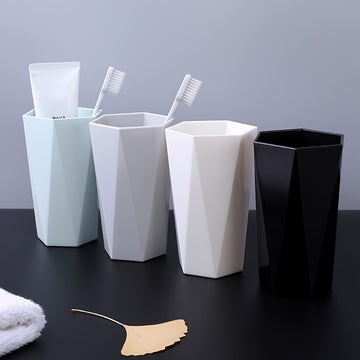 Vaso para enjuague bucal y cepillo de dientes en forma de rombo, juego de vasos para baño, ideal para parejas