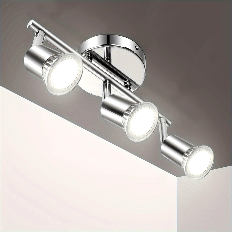 Luz de Techo LED Amansour de 3 Luces, Diseño de 3 Llamas Giratorio, Acabado Mate de Níquel - Foco Moderno para Cocina, Sala de Estar, Dormitorio, Montaje Semi-Encastrado, para Control de Interruptor (Bombillas No Incluidas), Luces para Sala de Estar