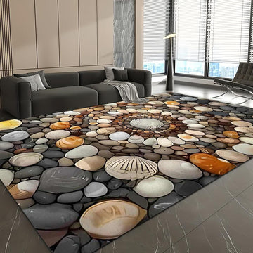 1 pieza, alfombrilla de suelo con estampado de conchas y piedras, adecuada para alfombrilla de cocina, pasillo, entrada de dormitorio, baño, entrada de baño, dormitorio, entrada de dormitorio, sala de estar, entrada de sala de estar, alfombrilla de suelo