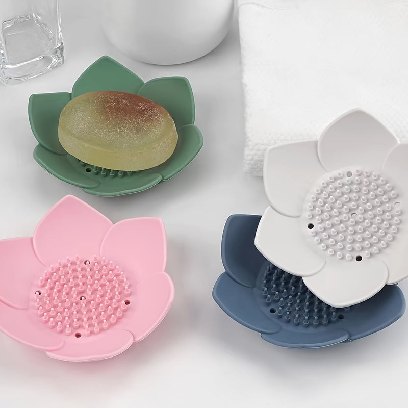 Tazón De Jabón De Flores De Loto De Silicona, Accesorio De Baño Con Drenaje Antideslizante Para Ducha, Uso En Casa Y Cocina, Soporte Universal De Jabón Para Decoraciones De Halloween Y Navidad