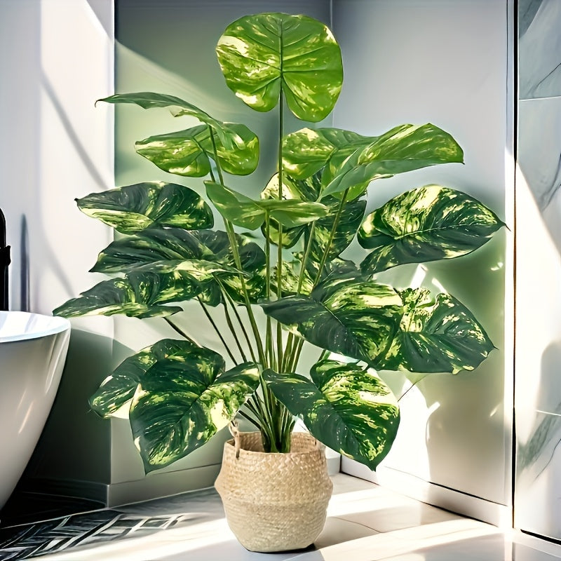 Planta artificial de monstera grande, verde frondoso, plástico duradero, perfecta para decoración de hogar y oficina, ideal para bodas y decoración navideña, versátil para interiores, decoración de oficina | Planta verde frondosa | Planta artificial