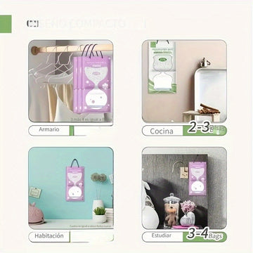5/10pcs Bolsa Deshumidificadora con Aroma a Lavanda, Resistente al Moho y la Humedad, Bolsa de Secado para Armario, Bolsa de Absorción para Colgar en Armario, Armario, Hogar, Baño, Adecuada para el Día de San Valentín, Regalo del Día de la Madre