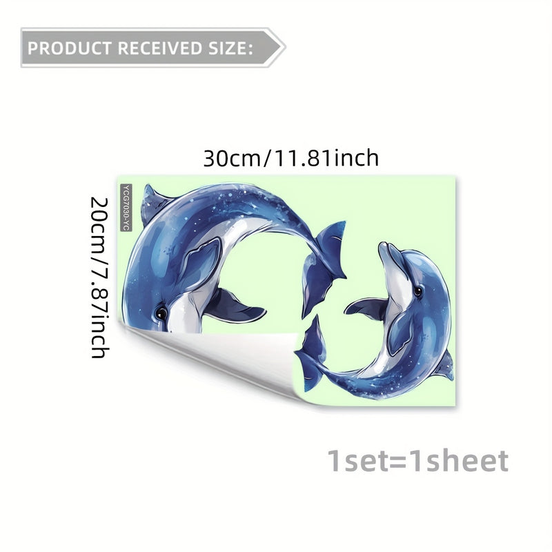 Calcomanías de Delfines que Brillan en la Oscuridad para Inodoro - Decoración de Baño de PVC de 20x30cm, Diseño Caprichoso de Delfín Azul y Autoadhesivo para el Hogar, Baño y Decoración del Inodoro