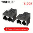 Adaptador Divisor Ethernet TISHRIC de 2 piezas - Conector de Cable de Red LAN de 1 a 2 Vías, Hembra RJ45, Acabado Mate