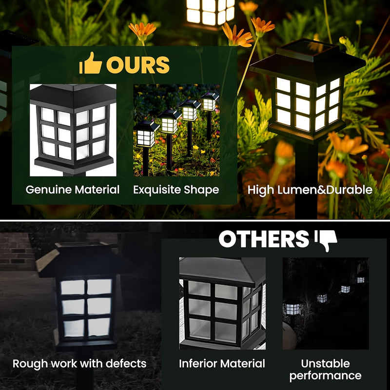 2 Paquetes, Luces Solares Cálidas/Blancas, Luces de Sendero para Jardín, Plugs de Piso para Césped, Paisaje, Acceso, Sendero, Decoración de Porche, Decoración de Patio Chino, Decoración de Terraza, Iluminación Solar, Luces de Paisaje Solares