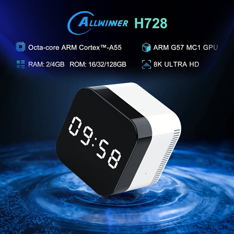 Reproductor multimedia inteligente H96Max H728 8K Ultra HD con Wi-Fi, Ethernet de 1000Mbps, control por voz, diseño elegante en blanco y negro, caja de TV Android, 110-130V, 60Hz, dispositivo de transmisión en 8K Ultra HD