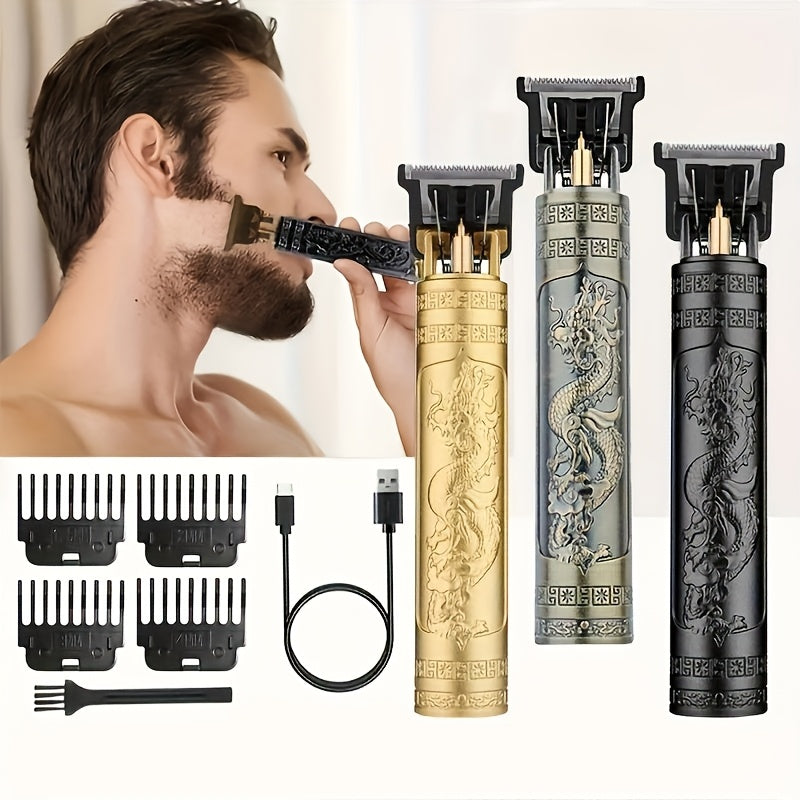 Máquina de afeitar eléctrica recargable para hombre, cortadora de barba y vello facial, diseño retro, con carga USB, ideal para regalo de novio o esposo, uso en casa o barbería