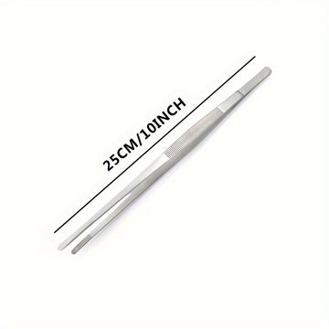 Juego de pinzas de acero inoxidable para alimentos, 2 piezas, pinzas de cocina de precisión para cocinar, accesorios para BBQ, herramientas para buffet y restaurante, utensilios culinarios - 25.4 cm