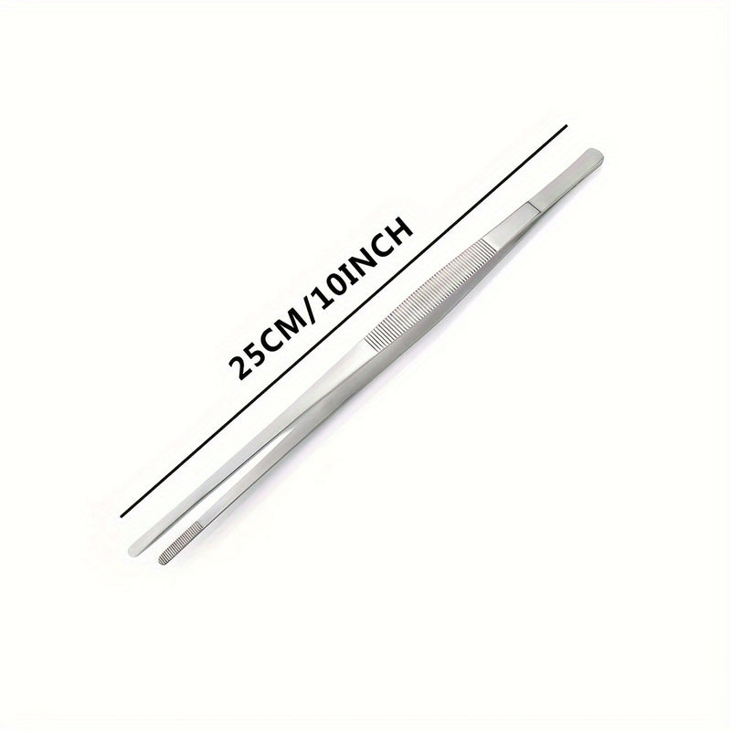 Juego de pinzas de acero inoxidable para alimentos, 2 piezas, pinzas de cocina de precisión para cocinar, accesorios para BBQ, herramientas para buffet y restaurante, utensilios culinarios - 25.4 cm