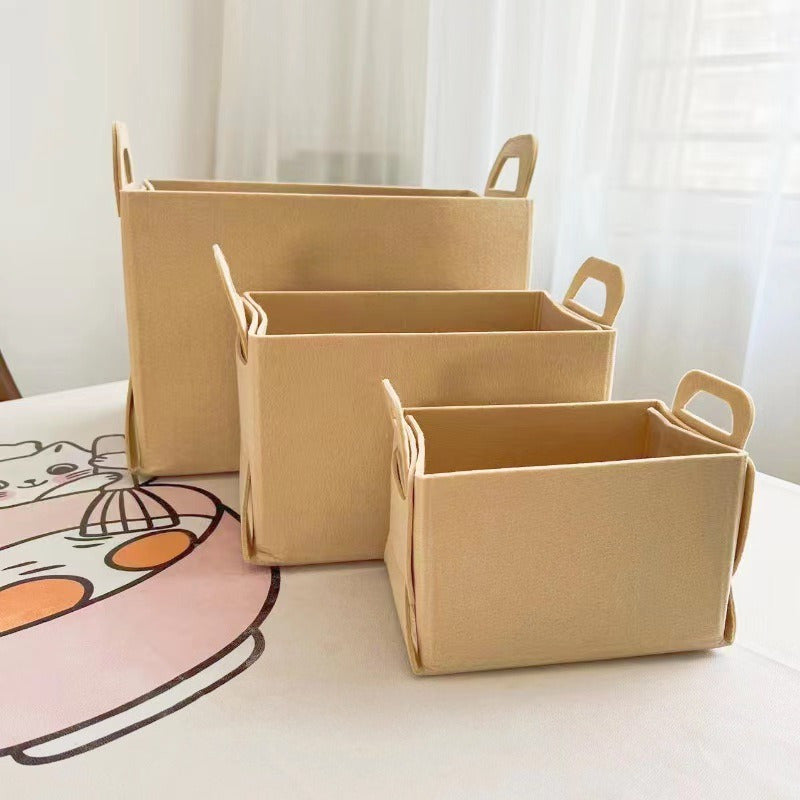 Cesta de Almacenamiento de Fieltro Engrosada para Mano, Caja de Almacenamiento de Snacks, Almacenamiento de Ropa Sucia, Juguetes y Artículos Varios en Azul
