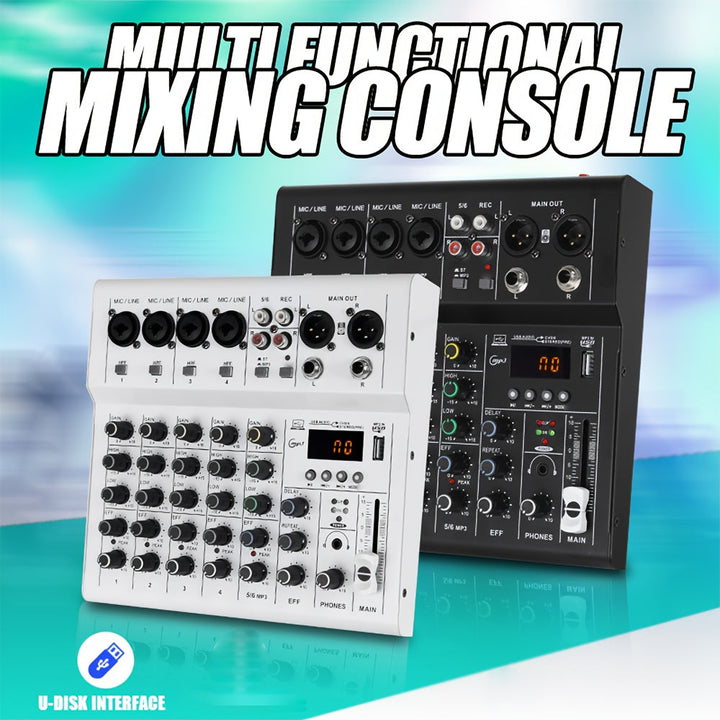 Consola Mezcladora de Audio Metálica Profesional TAVOOSOP de 6 Canales con Interfaz USB, Mezclador de Sonido Portátil para Transmisión en Vivo, Podcasting, DJ y Karaoke - , Sonido de Alta Fidelidad, Grabación Multicanal, Podcasting Escénico y Mezcla Musi