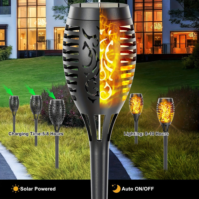 2/4 piezas de luces solares LED con efecto de llama, luces decorativas para exteriores, ideales para jardines, césped, caminos, fiestas, camping y festivales