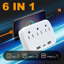 3 Enchufes de CA + 3 Puertos USB: ¡El Adaptador de Expansión de Enchufes Múltiples Definitivo con Cargador USB C!