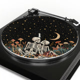 1pc Alfombrilla para Tocadiscos de Pareja Esqueleto, Tapete Mandala Floral para Reducir Estática y Ruido Mejorar Calidad del Sonido con Diseño de Plato para Vinilo