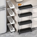 Carro de almacenamiento de cuatro niveles, carrito de varias capas para espacios reducidos - estantería de cocina, carrito de piso, organizador delgado, organizador de varias capas para sala de estar y baño.