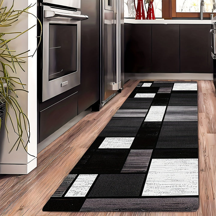 1 alfombra minimalista con diseño geométrico antideslizante para entrada, pasillo, estudio o balcón