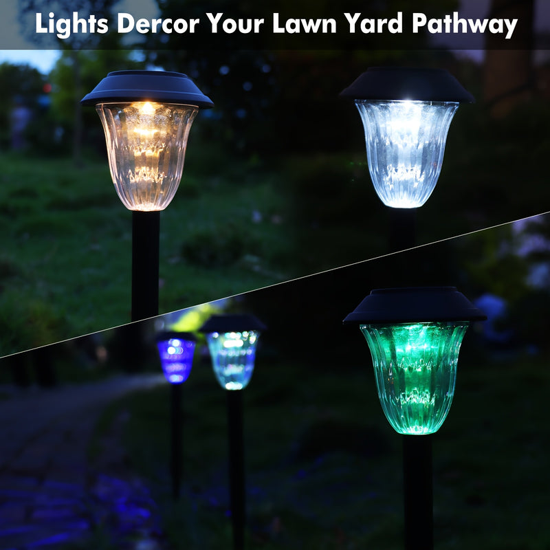 12 luces solares LED para exteriores, iluminación automática para jardín, patio y aceras, se encienden al anochecer y se apagan al amanecer