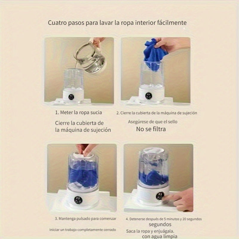 Mini lavadora portátil de calcetines y ropa interior recargable USB, sin necesidad de montaje, ideal para viajes, hogar o autocaravanas, diseño resistente y duradero, limpieza suave y no destructiva