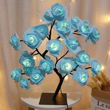 1pc LED Rose Flower Lámpara De Mesa, Valentine Tree Fairy Lights 24LED Rose Flower Tree Lights Día De San Valentín USB Lámpara De Mesa Fairy Maple Leaf Night Light Fiesta En Casa Navidad Boda Dormitorio Decoración Regalo