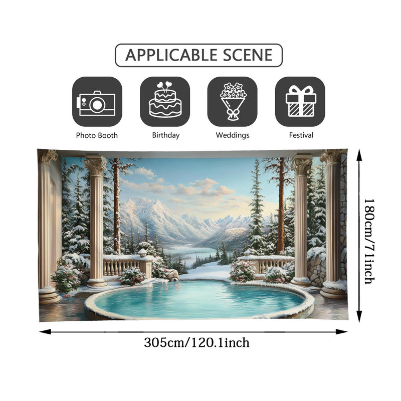 1 pieza, verano, montaña, piscina, vista, gran puerta de garaje, cubierta con impresión plana 2D, fácil de instalar, no necesita electricidad, perfecta para fiestas al aire libre, eventos temáticos y decoración de jardines, decoración de invierno, acceso