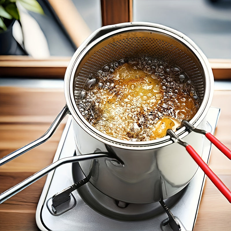 Freidora de Acero Inoxidable Resistente con Filtro Integrado - Freidora Comercial y Doméstica, Tapa de Gran Apertura, Diseño Fácil de Limpiar - Sin Necesidad de Electricidad, Ideal para Papas Fritas, Pollo, Pescado - Aparato Compacto que Ahorra Espacio e