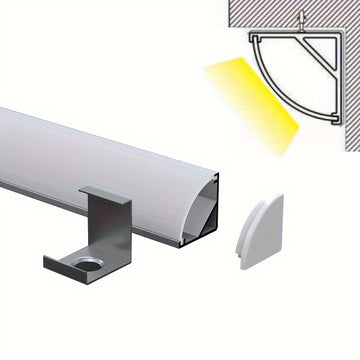 Canaleta de aluminio en forma de V para tiras LED, 10 piezas, difusor de luz, duradero, eficiente energéticamente, incluye cubierta protectora de PC y clips de montaje, para decoración del hogar e instalación de luces lineales