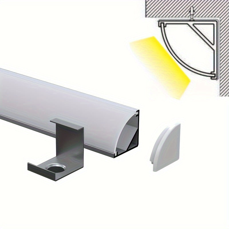 Canaleta de aluminio en forma de V para tiras LED, 10 piezas, difusor de luz, duradero, eficiente energéticamente, incluye cubierta protectora de PC y clips de montaje, para decoración del hogar e instalación de luces lineales