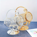 Soporte Elegante para Botella de Vino Individual - Metal con Patrones Intrincados de Hojas y Enredaderas, Acabado Dorado para Mesa en Sala de Estar, Cocina o Comedor - Portavinos Decorativo, Adorno para la Cocina