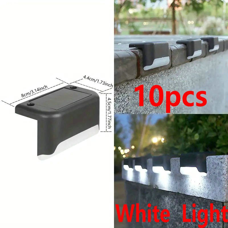6/10 piezas de luces solares LED para escalones y terrazas - Iluminación exterior para patio, jardín, cerca, camino y pasillos - Luces plásticas resistentes al clima, eficientes energéticamente, con sensor de movimiento, instalación fácil, sin cables nec