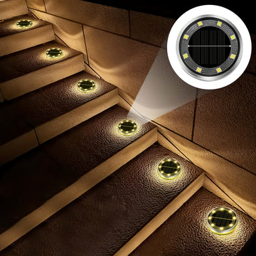 10 piezas de Luces Solares para Suelo con 8 LED, Reforzadas y Engrosadas para Iluminación Exterior Más Brillante, Instalación Fácil Empotrada, Luz Cálida/Blanca, Ideales para Villas, Parques e Iluminación Decorativa, Luces Solares para Exteriores, Carcas