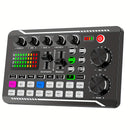 Tarjeta de sonido en vivo con interfaz de audio USB, efectos de mezclador DJ y cambiador de voz - Batería de litio recargable, equipo de estudio portátil para streaming, podcasting y gaming (Negro), Equipo para podcasting | Mezclador de audio moderno | T
