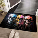 Alfombra de Entrada de Diseño de Cráneo Artístico - Lavable en Máquina, Rectangular, de Poliéster con Revestimiento de PVC, Alfombra Antideslizante para Entrada, Sala de Estar, Dormitorio, Cocina - Alfombra Decorativa de Suelo Hecha a Máquina