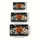 1pc Felpudo de Halloween de poliéster, diseño de telaraña de calabazas negras, felpudo decorativo de entrada espeluznante, respaldo de goma antideslizante para interiores/exteriores, rectangular, lavable a máquina, decoración de piso para el hogar y la c