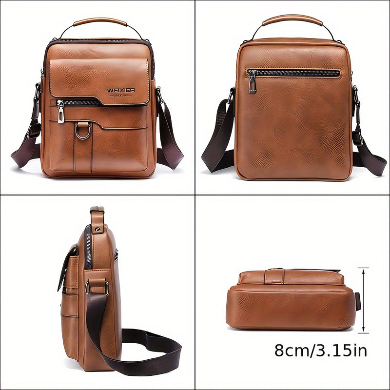 Bolso de mensajero de cuero auténtico para hombre, estilo vintage, bolso de negocios