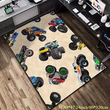 Alfombra de arte de camión súper, duradera, de fibra de poliéster lavable en máquina, para silla de oficina, camping, juegos, jardín, ideal para regalo festivo