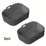 1/2 piezas de revestimiento de silicona para freidora Ninja SL401 SL400 doble capa XL con 2 cestas, bandeja reutilizable antiadherente para horno, olla de silicona fácil de limpiar para freidora, adecuada para accesorios de freidora