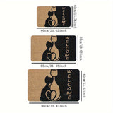 '-1pc Felpudo de Bienvenida con Patrón de Gato, Poliéster Antideslizante Fácil de Limpiar Alfombra de Entrada Adecuada para Baño Cocina Comedor Sala de Estar Dormitorio, Jardín