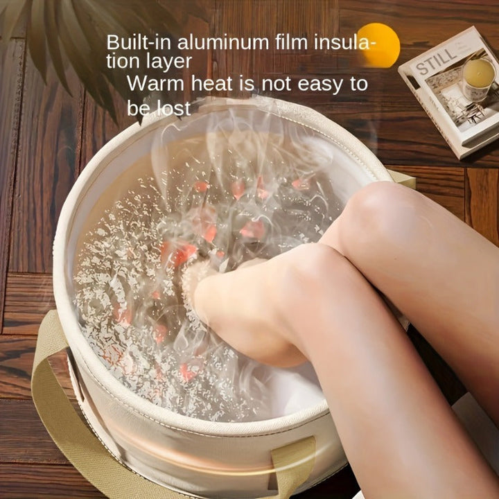 1 pieza, bañera portátil plegable para pies, aislada con asas reforzadas, sin fragancia, uso múltiple, bolsa de baño para pies, cubo plegable con asas, bañera de spa para pies para viajes, acampar, lavado al aire libre.
